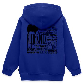 Kleinspitz Words - Kids Premium Organic Zip-up Hoodie - royal blue - Back - AI Model Kid Male (0cm)