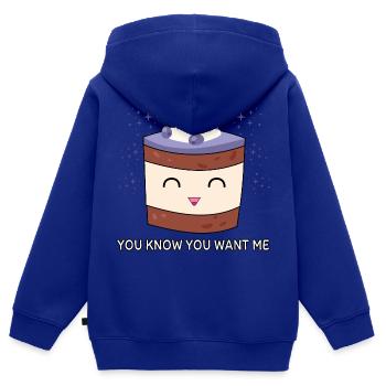 You Know You Want Me - Kinder Premium Organic Zip Hoodie - Royalblau - Hinten - AI Model Kid Male (0cm)