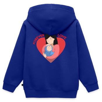 Toujours l'amour bébé maman - Sweat Premium à capuche zippé enfant bio - bleu roi - Dos - AI Model Kid Male (0cm)
