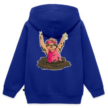 Mud Run Sloth - Kids Premium Organic Zip-up Hoodie - royal blue - Back - AI Model Kid Male (0cm)