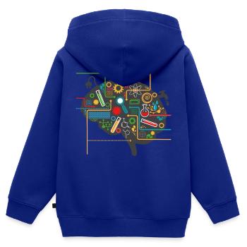 Sciences Physiciens Mathématiciens - Sweat Premium à capuche zippé enfant bio - bleu roi - Dos - AI Model Kid Male (0cm)