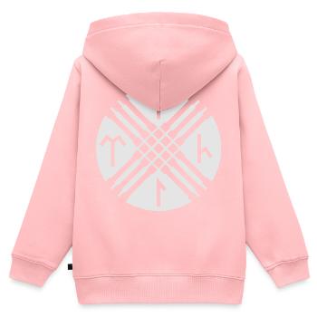 Turk Tengri - Kinder Premium Organic Zip Hoodie - Rosa - Hinten - AI Model Kid Female (0cm)