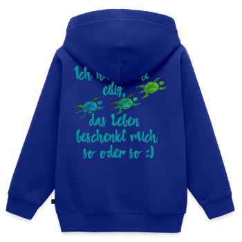 Schildkröte lustiger Spruch Meditation - Kinder Premium Organic Zip Hoodie - Royalblau - Hinten - AI Model Kid Male (0cm)