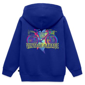 BIKE - Vintage Garage - Streetstyle Neon Art - Kinder Premium Organic Zip Hoodie - Royalblau - Hinten - AI Model Kid Male (0cm)