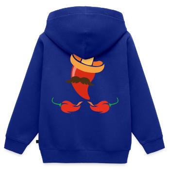 Chapeau mexicain aux piments - Sweat Premium à capuche zippé enfant bio - bleu roi - Dos - AI Model Kid Male (0cm)