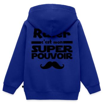 râler c'est mon super pouvoir - Sweat Premium à capuche zippé enfant bio - bleu roi - Dos - AI Model Kid Male (0cm)