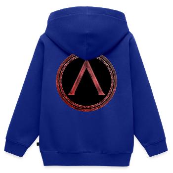 Symbole Sparta Lambda Feu celtique rouge - Sweat Premium à capuche zippé enfant bio - bleu roi - Dos - AI Model Kid Male (0cm)
