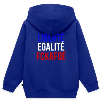 liberte egalite fckafde - Kinder Premium Organic Zip Hoodie - Royalblau - Hinten - AI Model Kid Male (0cm)