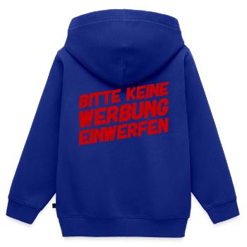 Werbung ist nicht erwünscht - Kinder Premium Organic Zip Hoodie - Royalblau - Hinten - AI Model Kid Male (0cm)