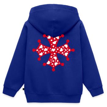 Occitan Heart Cross - Kids Premium Organic Zip-up Hoodie - royal blue - Back - AI Model Kid Male (0cm)