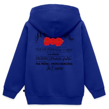 Fête des mères - Sweat Premium à capuche zippé enfant bio - bleu roi - Dos - AI Model Kid Male (0cm)