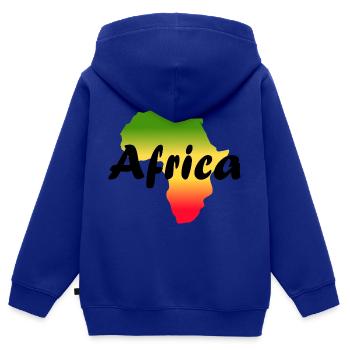 T-shirt africa vert jaune rouge reggae - Sweat Premium à capuche zippé enfant bio - bleu roi - Dos - AI Model Kid Male (0cm)