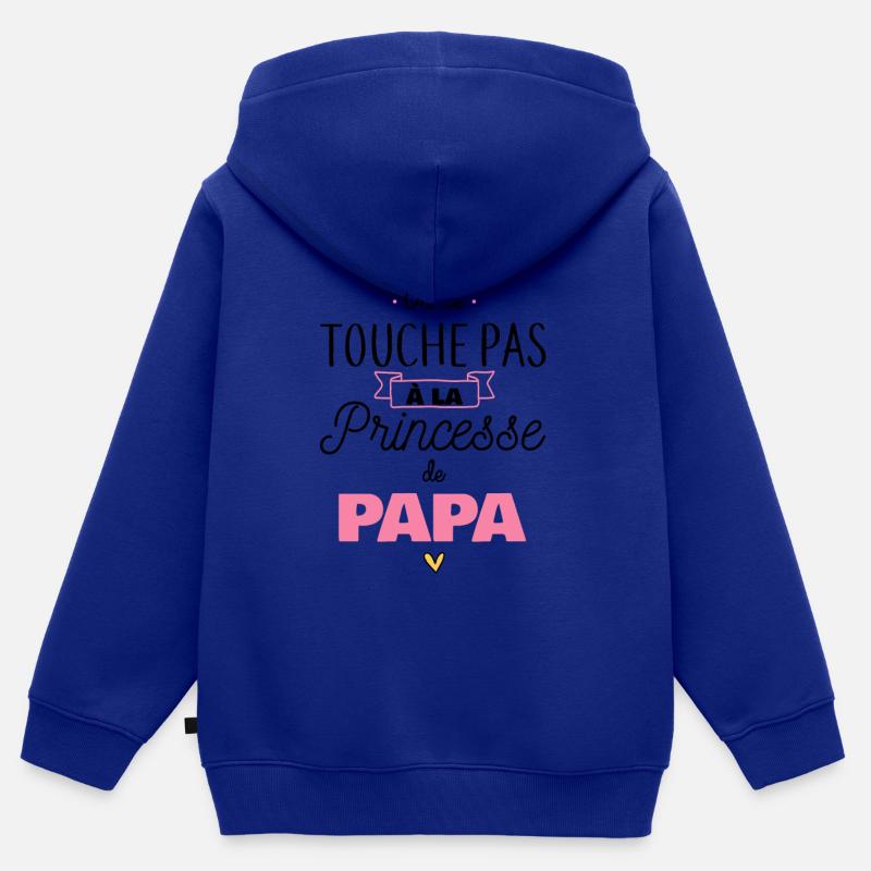 Princesse de papa - Sweat Premium à capuche zippé enfant bio - bleu roi