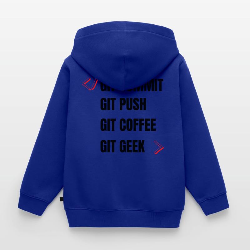 git commit git push git kaffee git geek developpeu Kinder Premium Organic Zip Hoodie