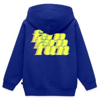 fun - Sweat Premium à capuche zippé enfant bio - bleu roi - Dos - AI Model Kid Male (0cm)