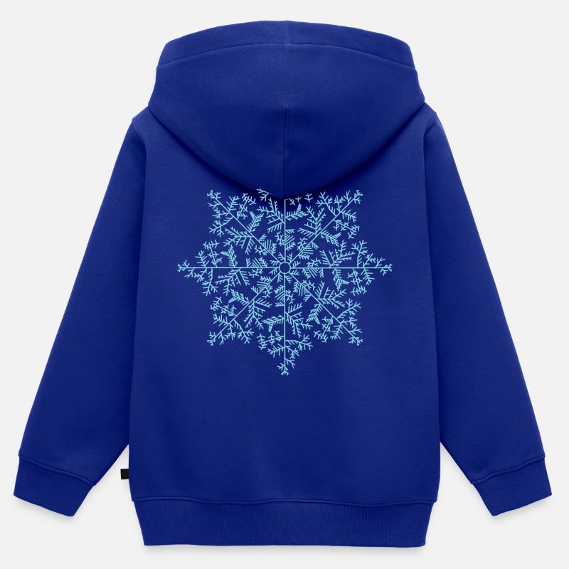 Pull d'hiver unique dessiné par flocon de neige - Sweat Premium à capuche zippé enfant bio - bleu roi