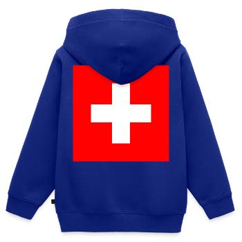Aufkleber Flagge der Schweiz Aufkleber Schweiz - Kinder Premium Organic Zip Hoodie - Royalblau - Hinten - AI Model Kid Male (0cm)