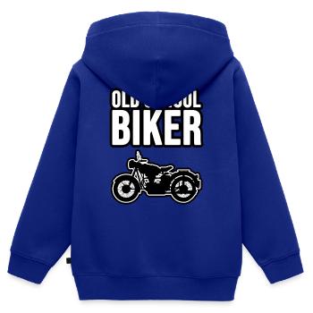 Old School Biker ! - Sweat Premium à capuche zippé enfant bio - bleu roi - Dos - AI Model Kid Male (0cm)