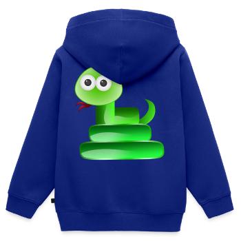 Reptile serpent - Sweat Premium à capuche zippé enfant bio - bleu roi - Dos - AI Model Kid Male (0cm)