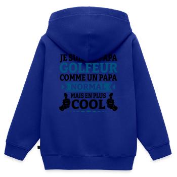 JE SUIS UN PAPA GOLFEUR - Sweat Premium à capuche zippé enfant bio - bleu roi - Dos - AI Model Kid Male (0cm)