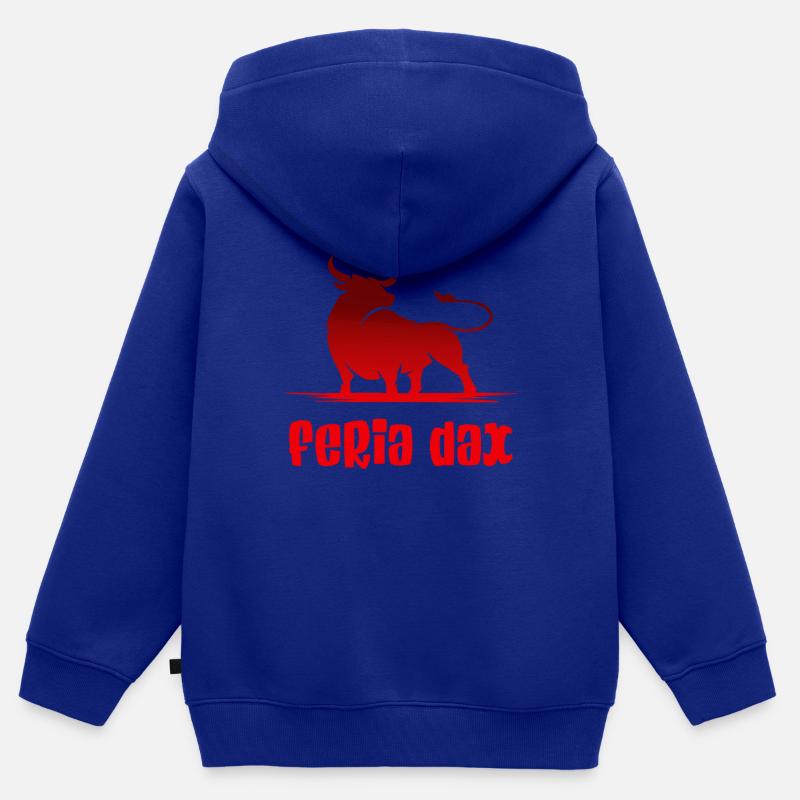 Feria Dax - Sweat Premium à capuche zippé enfant bio - bleu roi