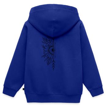 Fleur de tournesol dotwork - Sweat Premium à capuche zippé enfant bio - bleu roi - Dos - AI Model Kid Male (0cm)