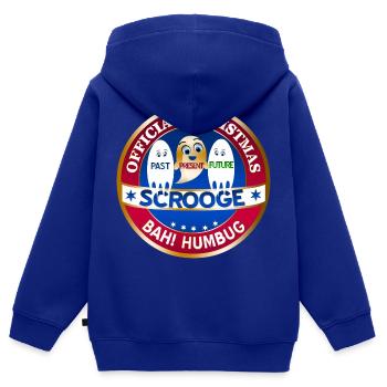 Scrooge Vergangenheit Gegenwart Zukunft Abzeichen - Kinder Premium Organic Zip Hoodie - Royalblau - Hinten - AI Model Kid Male (0cm)