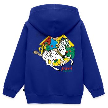 Pippi Langstrumpf Herr Nilsson Und Kleiner Onkel - Kinder Premium Organic Zip Hoodie - Royalblau - Hinten - AI Model Kid Male (0cm)