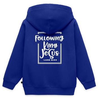 Christian Design Following King Jesus Luke 9:23 - Kids Premium Organic Zip-up Hoodie - royal blue - Back - AI Model Kid Male (0cm)