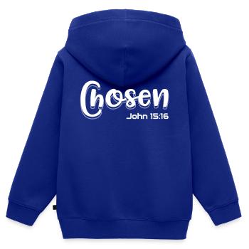 Christian Design Auserwählt Johannes 15 Vers 16 - Kinder Premium Organic Zip Hoodie - Royalblau - Hinten - AI Model Kid Male (0cm)