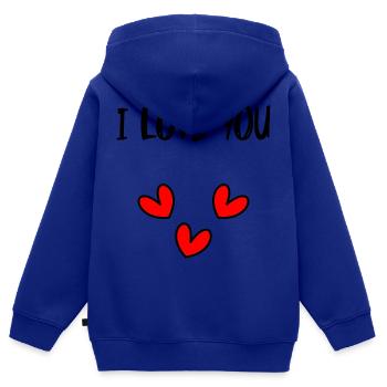 LIEBE. ICH LIEBE DICH. VALENTINSTAG. JUNGGESELLINNENABSCHIED. ICH LIEBE DICH. - Kinder Premium Organic Zip Hoodie - Royalblau - Hinten - AI Model Kid Male (0cm)