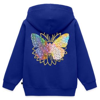 Hippie Peace Peace 60's 70's Love T-Shirt - Sweat Premium à capuche zippé enfant bio - bleu roi - Dos - AI Model Kid Male (0cm)