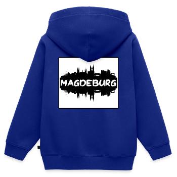 Magdebourg Allemagne Skyline Silhouette Voyage Souven - Sweat Premium à capuche zippé enfant bio - bleu roi - Dos - AI Model Kid Male (0cm)