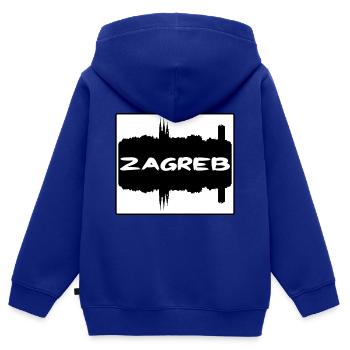 Zagreb Croatia Skyline Silhouette Travel Souvenir - Kids Premium Organic Zip-up Hoodie - royal blue - Back - AI Model Kid Male (0cm)