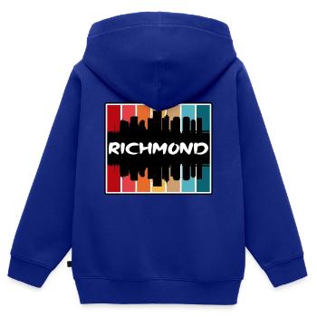 Richmond Virginia USA Skyline Silhouette Reisen So - Kinder Premium Organic Zip Hoodie - Royalblau - Hinten - AI Model Kid Male (0cm)