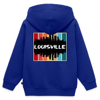 Louisville Kentucky USA Skyline Silhouette Reisen - Kinder Premium Organic Zip Hoodie - Royalblau - Hinten - AI Model Kid Male (0cm)
