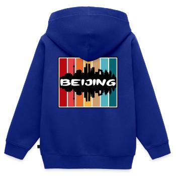 Peking China Skyline Silhouette Reise Souvenir - Kinder Premium Organic Zip Hoodie - Royalblau - Hinten - AI Model Kid Male (0cm)