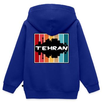 Téhéran Iran Skyline Silhouette Souvenir de voyage - Sweat Premium à capuche zippé enfant bio - bleu roi - Dos - AI Model Kid Male (0cm)