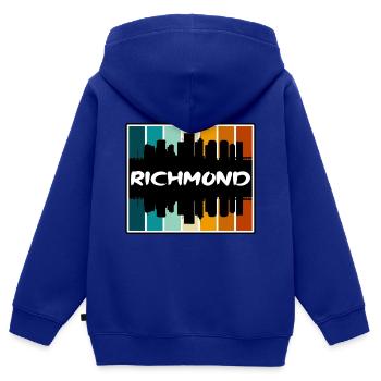 Richmond Virginia USA Skyline Silhouette Reisen So - Kinder Premium Organic Zip Hoodie - Royalblau - Hinten - AI Model Kid Male (0cm)