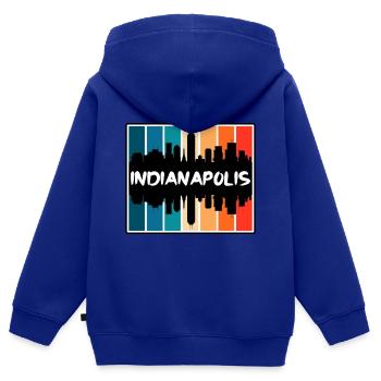 Indianapolis Indiana États-Unis Skyline Silhouette Voyage - Sweat Premium à capuche zippé enfant bio - bleu roi - Dos - AI Model Kid Male (0cm)