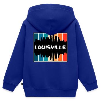 Louisville Kentucky USA Skyline Silhouette Reisen - Kinder Premium Organic Zip Hoodie - Royalblau - Hinten - AI Model Kid Male (0cm)