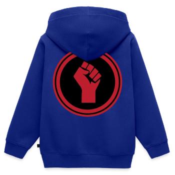Hand Faust - Kinder Premium Organic Zip Hoodie - Royalblau - Hinten - AI Model Kid Male (0cm)