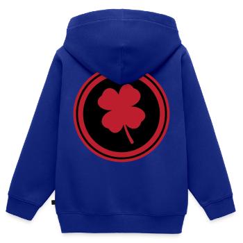 Clover Symbol - Kids Premium Organic Zip-up Hoodie - royal blue - Back - AI Model Kid Male (0cm)