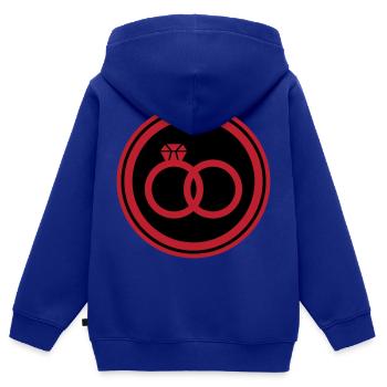 Anneaux de mariage Bague de mariage - Sweat Premium à capuche zippé enfant bio - bleu roi - Dos - AI Model Kid Male (0cm)