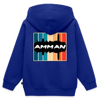 Amman Jordan Skyline Silhouette Souvenir de voyage - Sweat Premium à capuche zippé enfant bio - bleu roi - Dos - AI Model Kid Male (0cm)