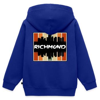 Richmond Virginia USA Skyline Silhouette Reisen So - Kinder Premium Organic Zip Hoodie - Royalblau - Hinten - AI Model Kid Male (0cm)