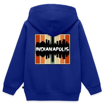 Indianapolis Indiana États-Unis Skyline Silhouette Voyage - Sweat Premium à capuche zippé enfant bio - bleu roi - Dos - AI Model Kid Male (0cm)