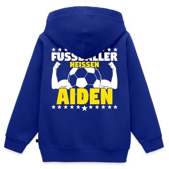 Die besten Fußballer heißen Aiden - Kinder Premium Organic Zip Hoodie - Royalblau - Hinten - AI Model Kid Male (0cm)
