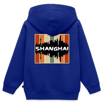 Shanghai China Skyline Silhouette Reisesouvenir - Kinder Premium Organic Zip Hoodie - Royalblau - Hinten - AI Model Kid Male (0cm)