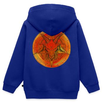 Pentagramm von einem Kopf aus Baphomet überragt - Kinder Premium Organic Zip Hoodie - Royalblau - Hinten - AI Model Kid Male (0cm)
